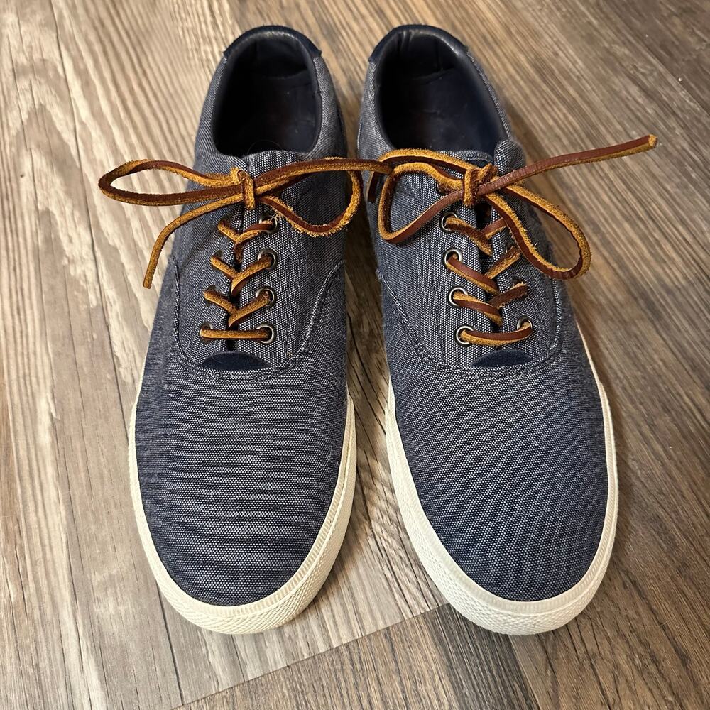Polo Ralph Lauren Vaughn Men's Blue Canvas Suede Sneakers‎ Size 11.5 Casual